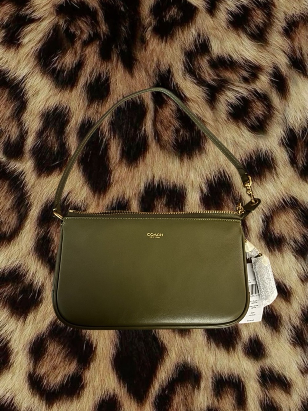 COACH Olive Green Leather PLAZA BAG